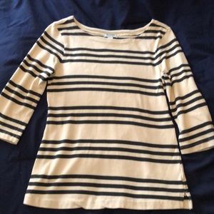 Old Navy 3/4 Sleeve Black/Cream Striped Tee